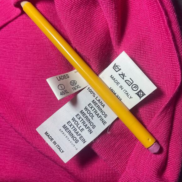 Fabiana Filippi Sweater 100% Extra Fine Merino Wool Hot Pink Italy XL (AS IS) - Picture 7 of 11